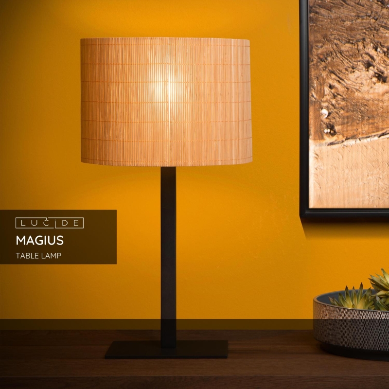 Lucide MAGIUS - Stolná lampa - Ø 28 cm - 1xE27 - Natural